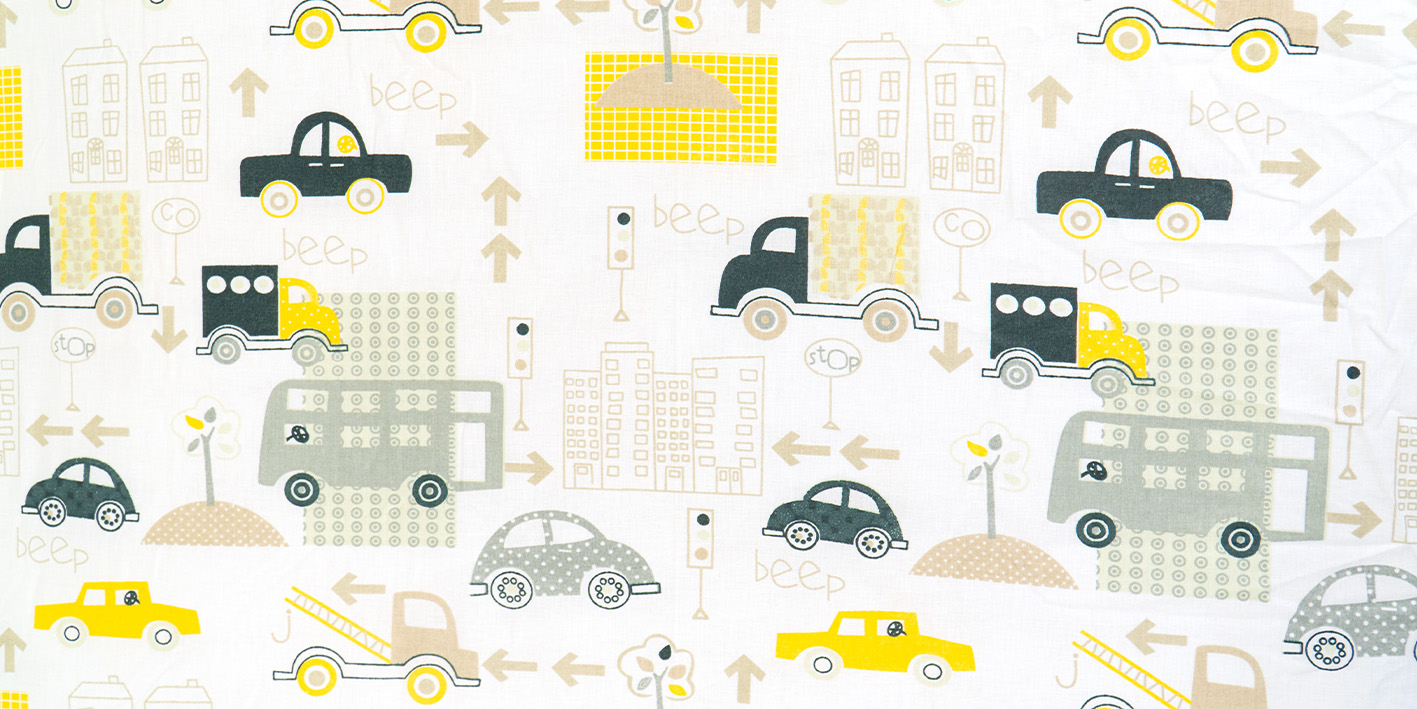 Prześcieradło z gumką auta beep żółte 80x160 cm